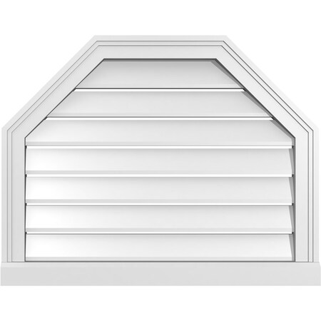 Ekena Millwork Octagonal Top Surface Mount PVC Gable Vent w/ 2"W x 2"P Brickmould Sill Frame, 28"W x 22"H GVPOT28X2203SF
